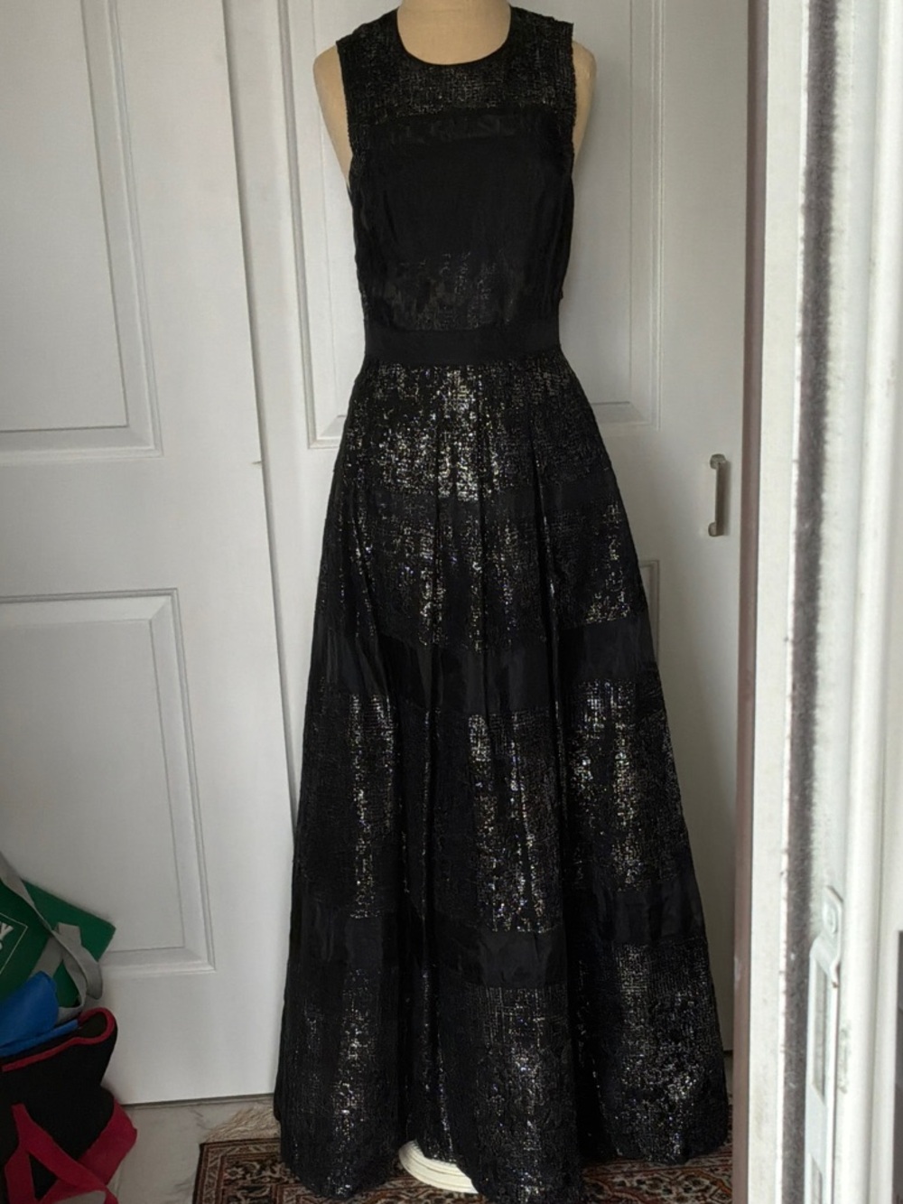 Rebecca Taylor Black Sequined Sleeveless Wedding /Prom Gown